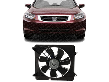Front A/C Condenser Cooling Fan Assembly Plastic Direct Replacement Compatible with 2008-2012 Honda Accord / 2009-2014 Acura TSX HO3113123 38616R40A01-PFM 38615R40A01 38