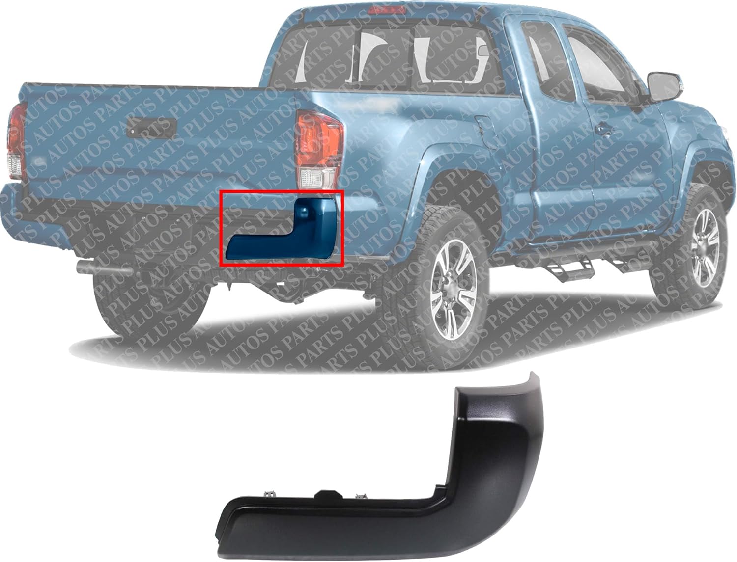 Rear Bumper End Cap Painted Black Right Passenger Side Direct Replacement Compatible With 2016-2023 Toyota Tacoma TO1105133 5215504010