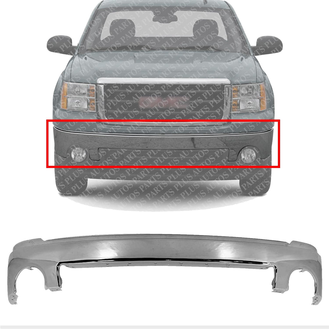 Front Bumper Chrome Steel Direct Replacement Compatible With 2007-2013 GMC Sierra 1500 GM1002833 15901505