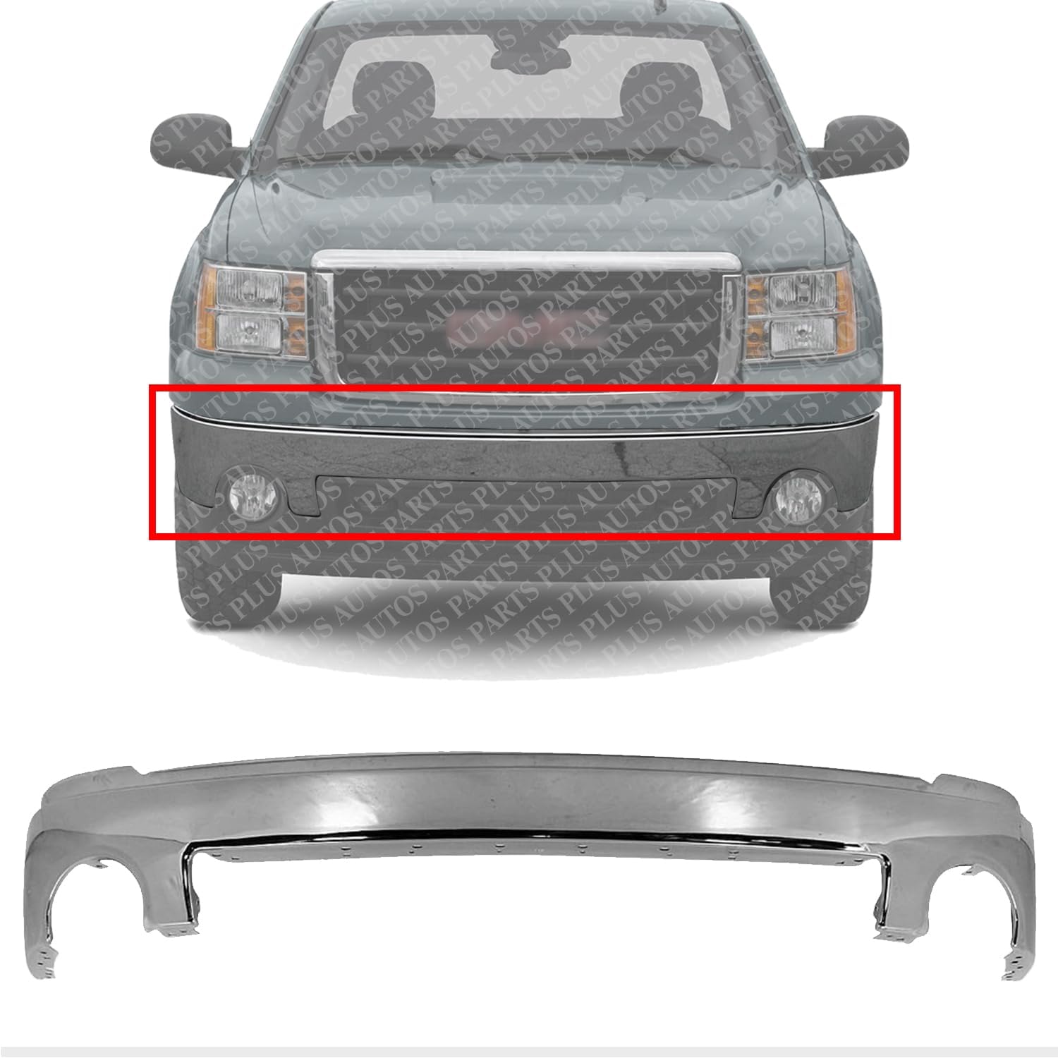 Front Bumper Chrome Steel Direct Replacement Compatible With 2007-2013 GMC Sierra 1500 GM1002833 15901505