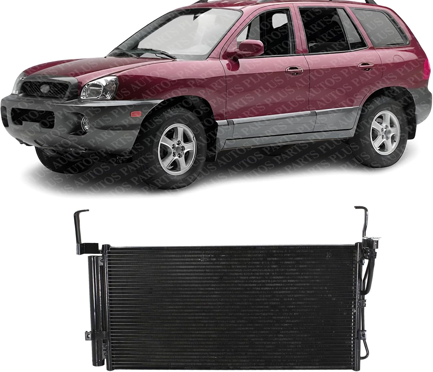 Front A/C Condenser Aluminum Core Direct Replacement Compatible With 2001-2006 Hyundai Santa Fe HY3030106 9760626001