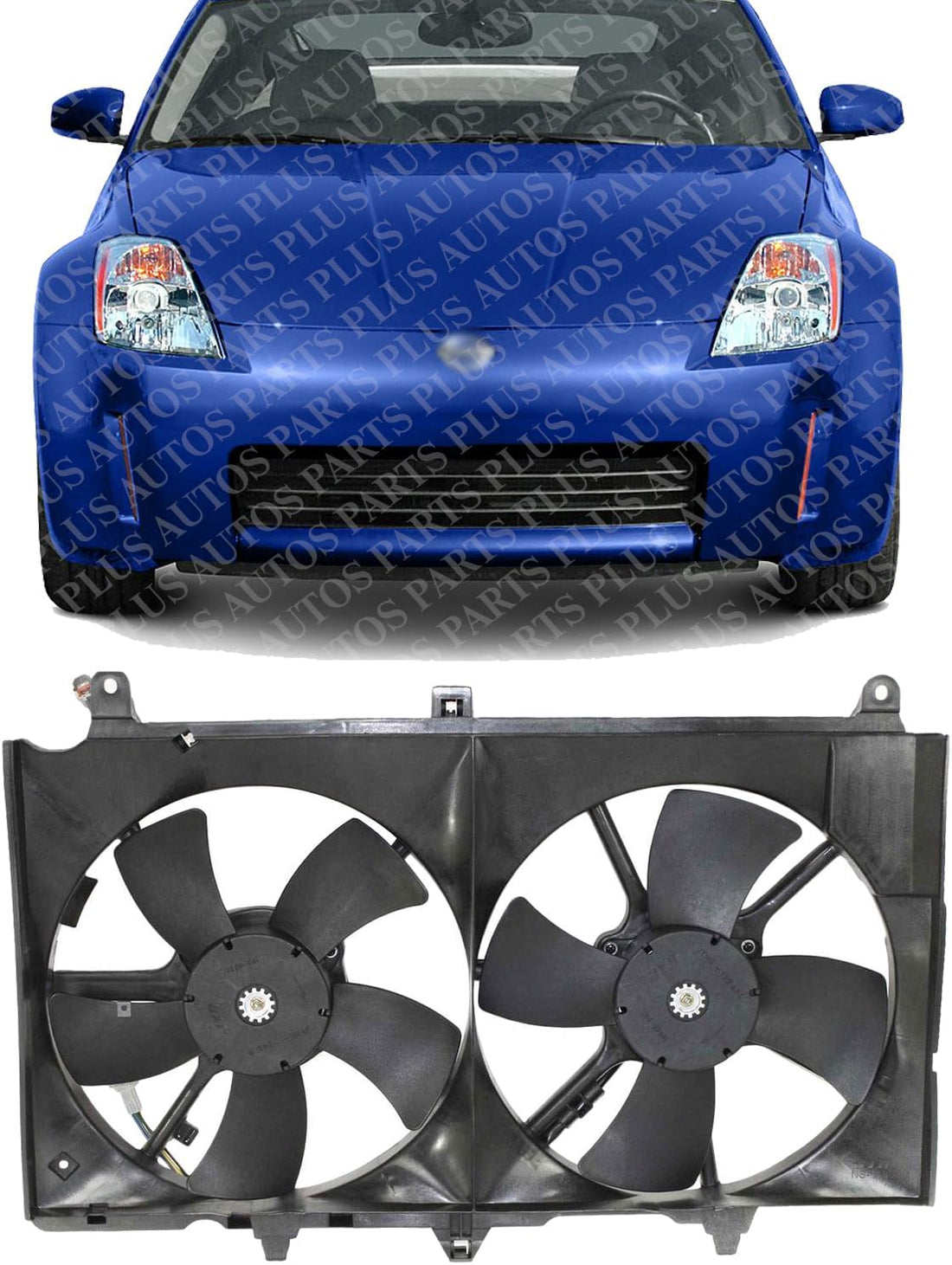 Front Radiator Cooling Fan Assembly Direct Replacement Compatible With 2003-2006 Nissan 350Z / 2003-2005 Infiniti G35 NI3115127 21481CF40B