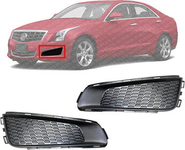 Set Of 2 Front Fog Light Cover Textured Left Driver & Right Passenger Side Direct Replacement Compatible With 2013-2014 Cadillac ATS GM1039178 GM1038178 20912440