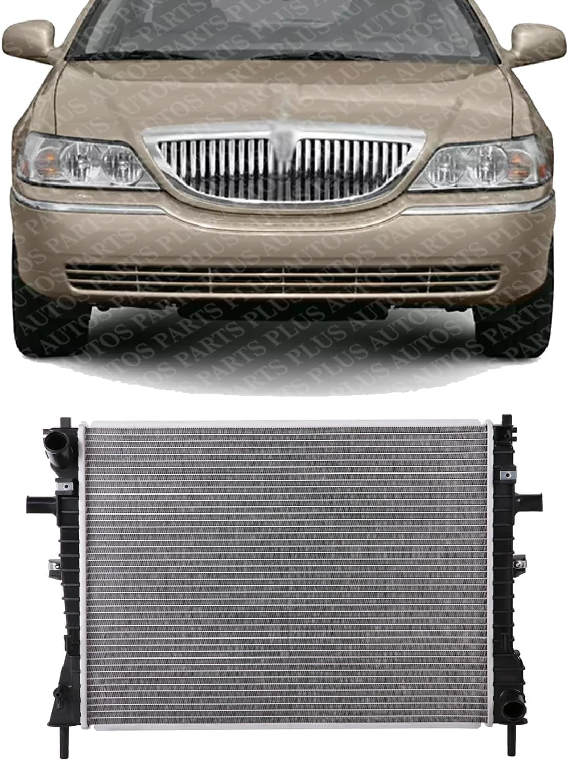 Front Radiator Aluminum Core Direct Replacement Compatible With 2003-2005 Lincoln Town Car FO3010245 H2MZ8005Z