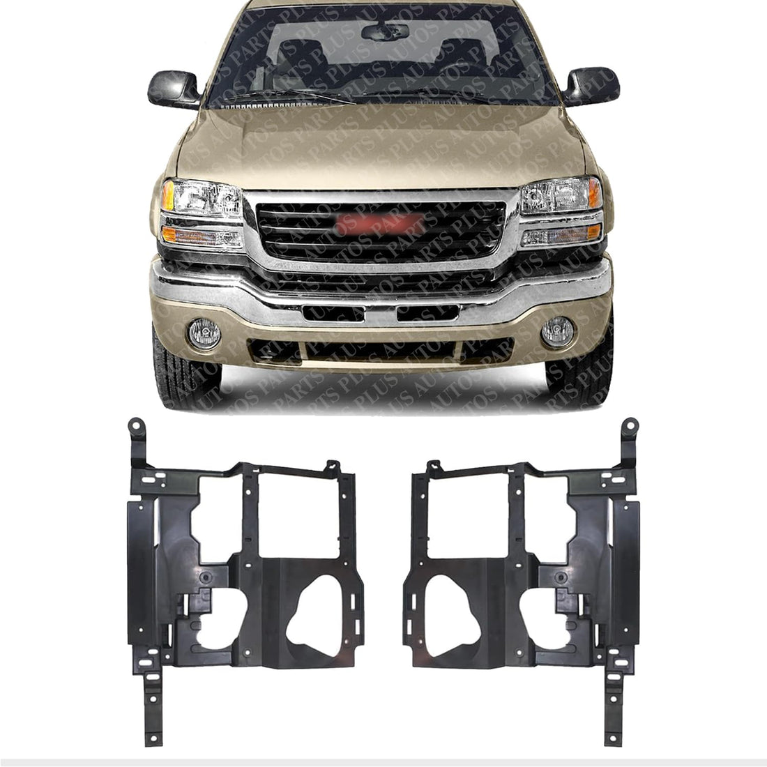 Set of 2 Head Light Support Bracket Left Driver & Right Passenger Side Direct Replacement Compatible with 2003-2006 GMC Sierra 1500 2500HD 3500 GM1221133 GM1221132 15798924 15798923
