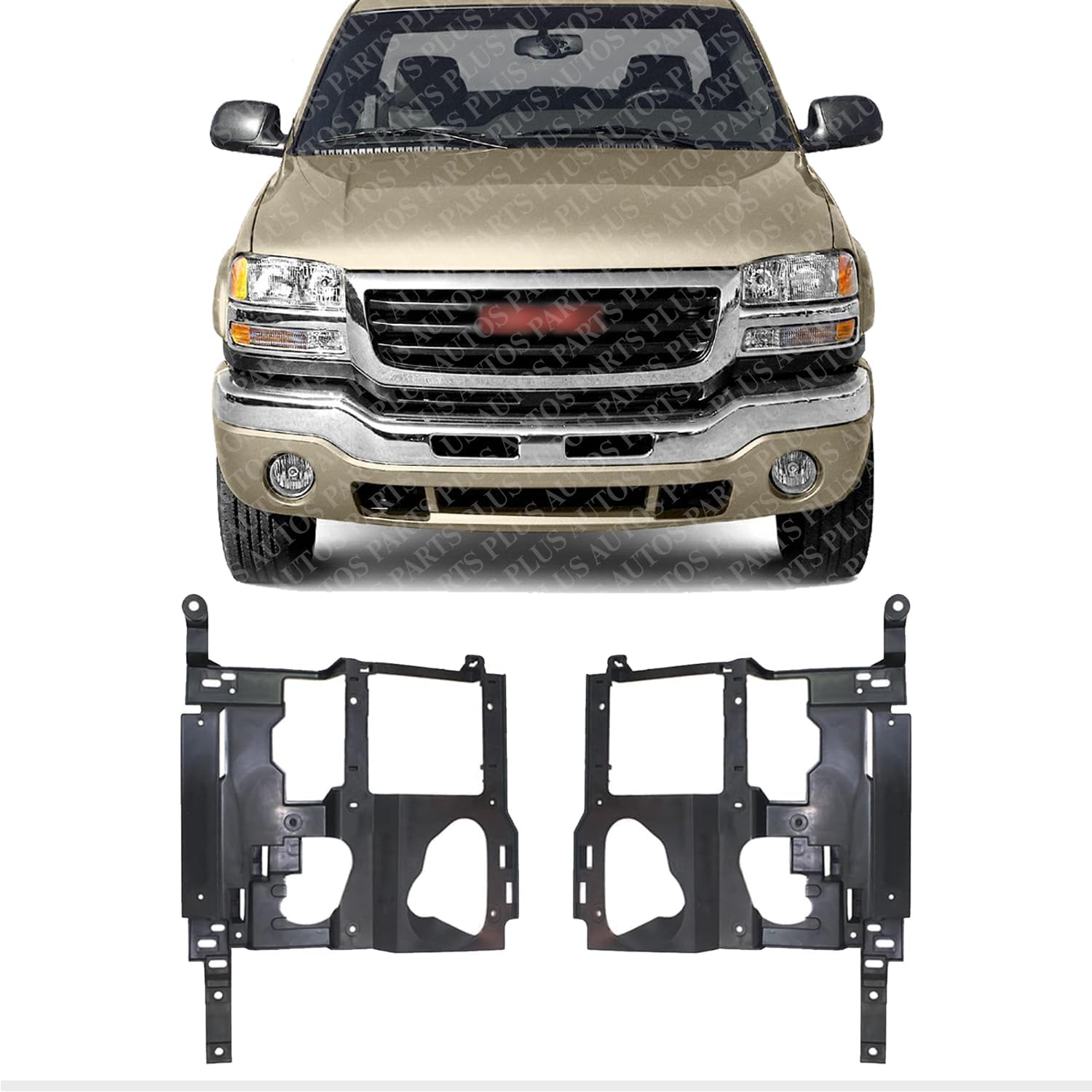 Set of 2 Head Light Support Bracket Left Driver & Right Passenger Side Direct Replacement Compatible with 2003-2006 GMC Sierra 1500 2500HD 3500 GM1221133 GM1221132 15798924 15798923