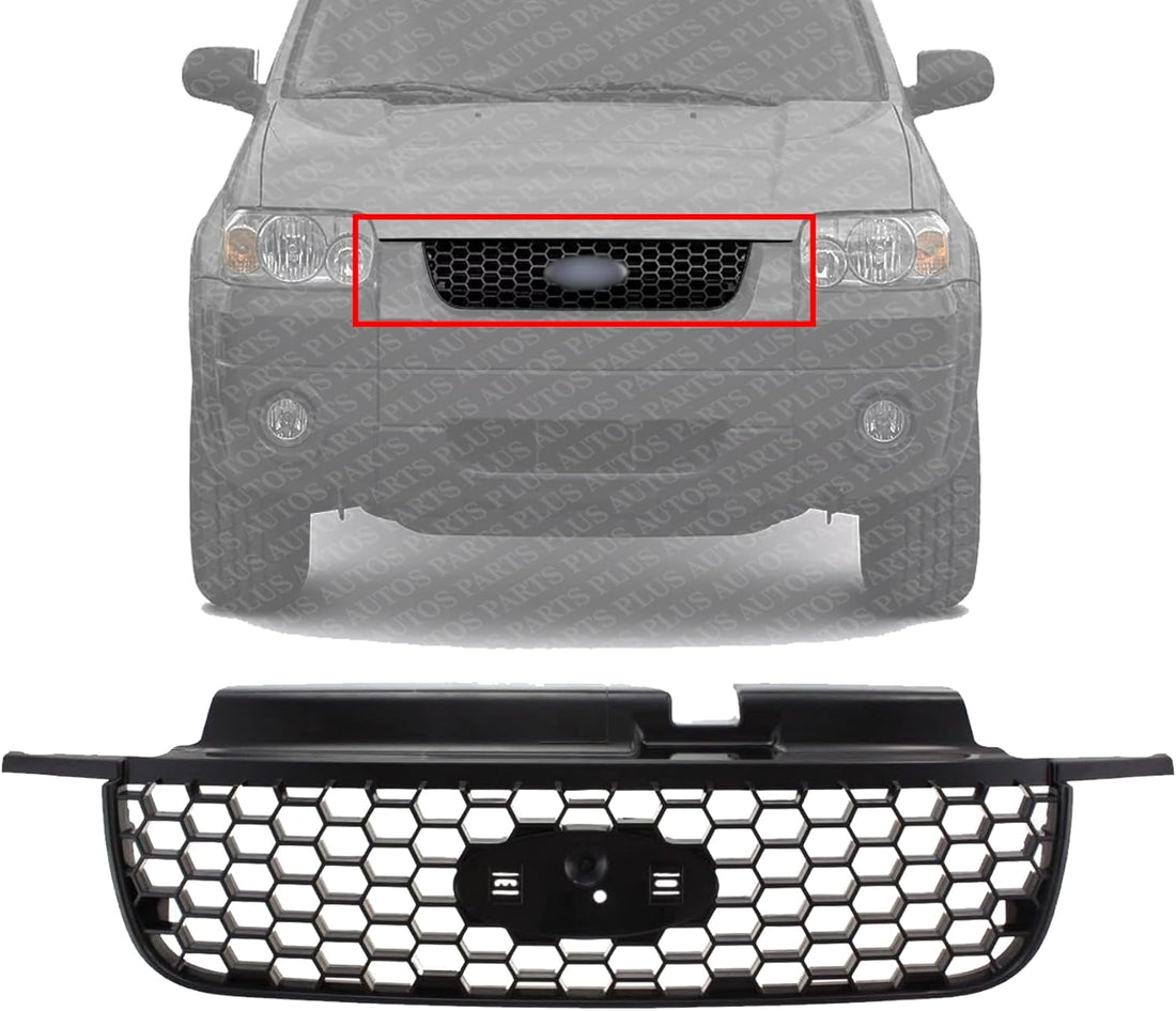 Front Grille Paintable Shell & Insert Plastic Direct Replacement Compatible With 2005-2007 Ford Escape FO1200446 5L8Z8200AAB