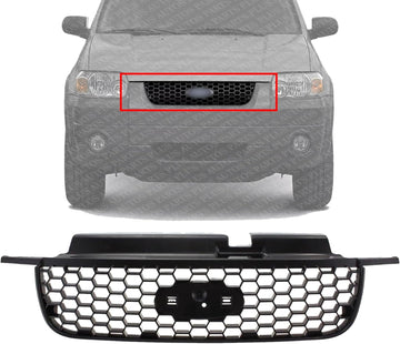 Front Grille Paintable Shell & Insert Plastic Direct Replacement Compatible With 2005-2007 Ford Escape FO1200446 5L8Z8200AAB