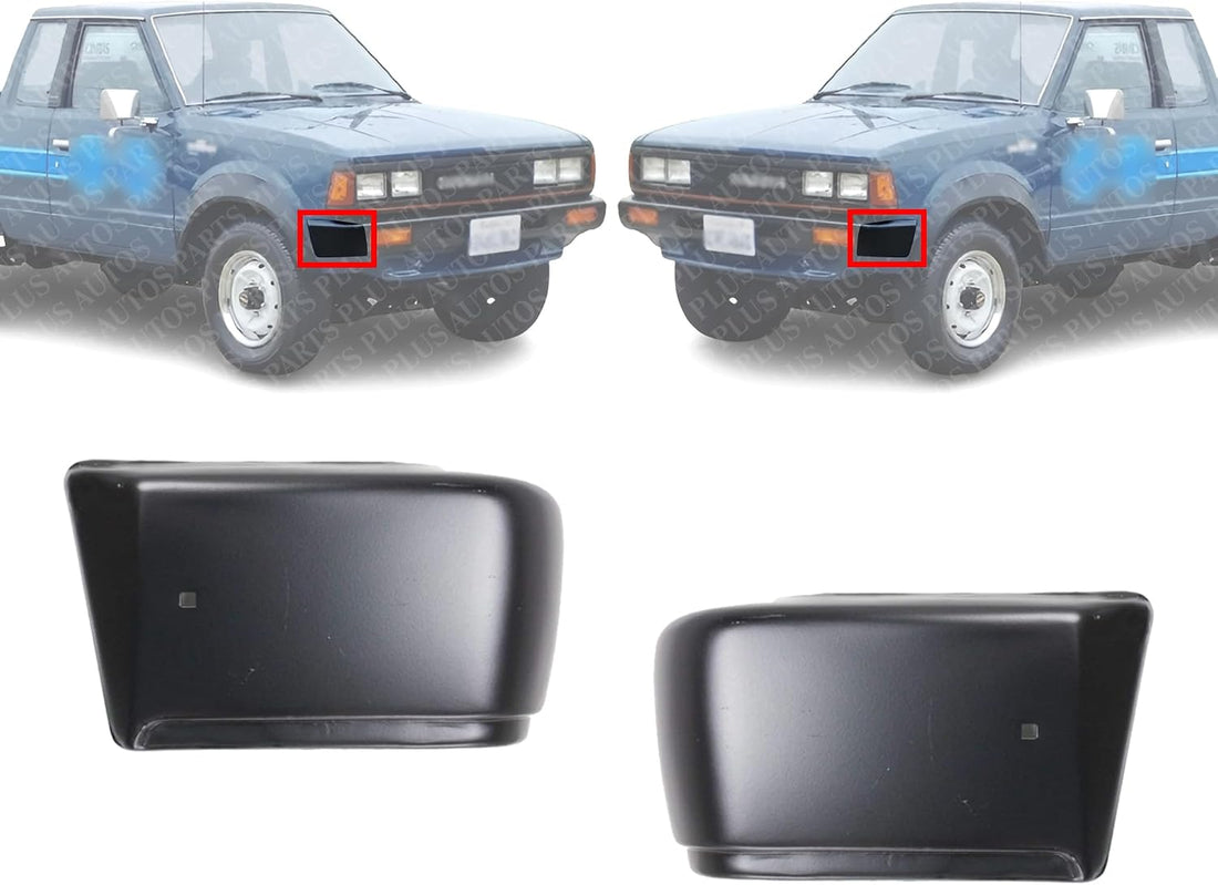 Set Of 2 Front Bumper End Cap Steel Primed Left Driver & Right Passenger Side Direct Replacement Compatible With 1983-1986 Nissan Pickup NI1005123 NI1004123 6203410W02 6203510W02