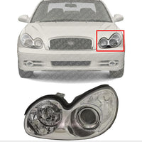 Front Head Light Assembly Left Driver Side Direct Replacement Compatible With 2002-2005 Hyundai Sonata HY2502126 921013D050