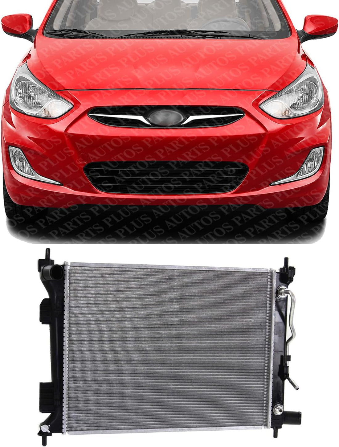 Front Radiator Aluminum Core Direct Replacement Compatible With 2012-2017 Hyundai Accent/Kia Rio HY3010174 253101R150