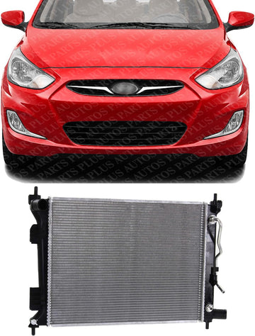 Front Radiator Aluminum Core Direct Replacement Compatible With 2012-2017 Hyundai Accent/Kia Rio HY3010174 253101R150