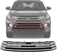 Front Bumper Grille Primed With Silver Molding Plastic Direct Replacement Compatible With 2017-2019 Toyota Highlander TO1036173 531020E070