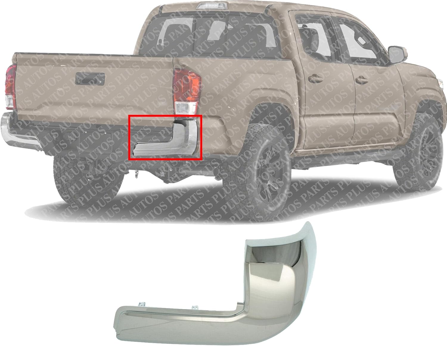 Rear Bumper End Cap Chrome Right Passenger Side Direct Replacement Compatible With 2016-2023 Toyota Tacoma TO1105131 5215504020