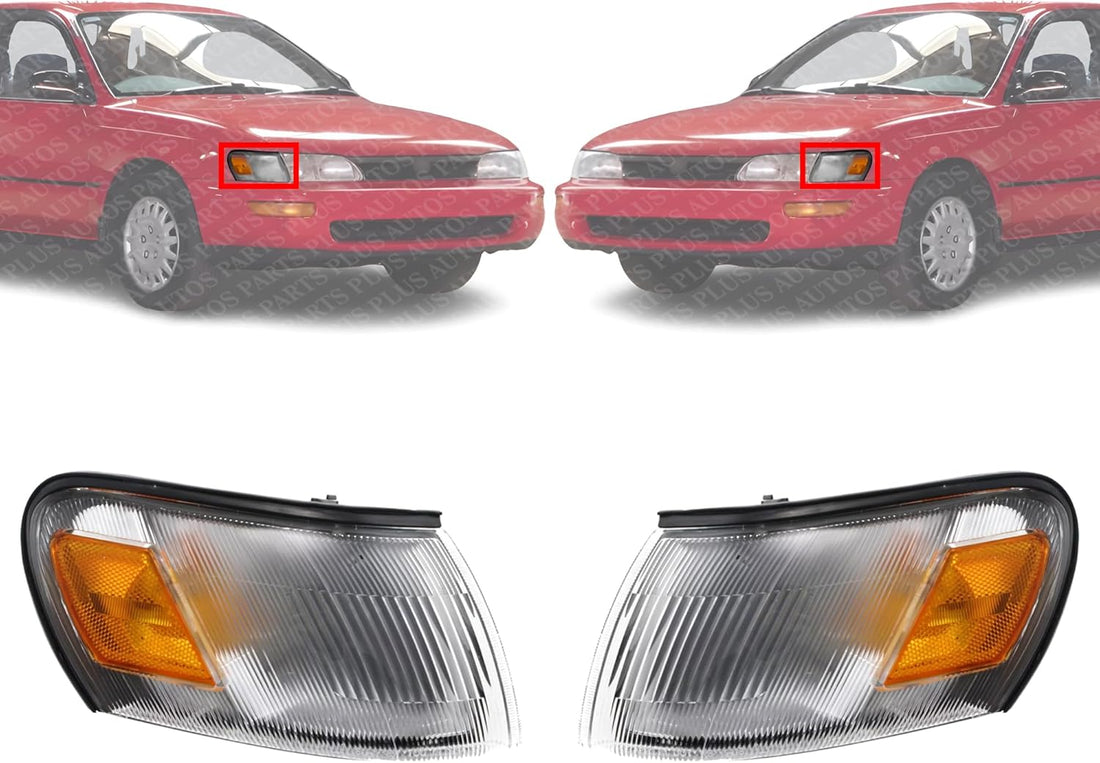 Set Of 2 Front Corner Light Assembly Left Driver & Right Passenger Side Direct Replacement Compatible With 1993-1997 Toyota Corolla TO2550106 TO2551106 8161012600 8162012600