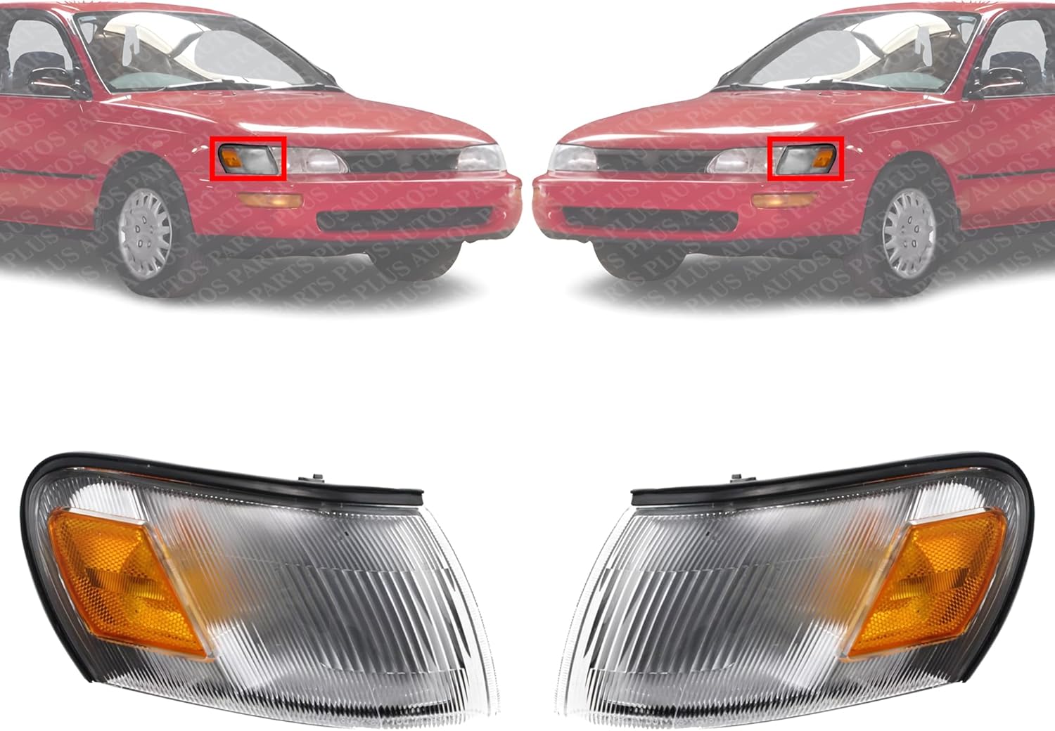 Set Of 2 Front Corner Light Assembly Left Driver & Right Passenger Side Direct Replacement Compatible With 1993-1997 Toyota Corolla TO2550106 TO2551106 8161012600 8162012600