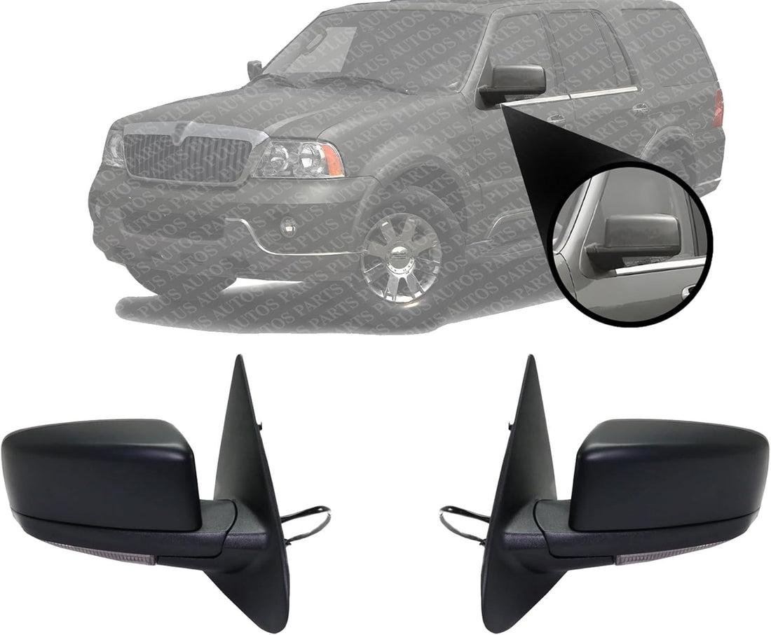 Set Of 2 Front Power Mirror Non-Towing Manual Folding Heated Primed Left Driver Side & Right Passenger Side Direct Replacement Compatible With 2005-2006 Lincoln Navigator FO1321570