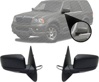 Set Of 2 Front Power Mirror Non-Towing Manual Folding Heated Primed Left Driver Side & Right Passenger Side Direct Replacement Compatible With 2005-2006 Lincoln Navigator FO1321570