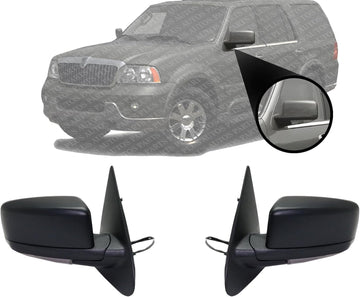 Set Of 2 Front Power Mirror Non-Towing Manual Folding Heated Primed Left Driver Side & Right Passenger Side Direct Replacement Compatible With 2005-2006 Lincoln Navigator FO1321570