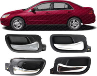 Front & Rear Interior Door Handles Bezel with Chrome Lever Plastic Right Passenger & Left Driver Side Direct Replacement Compatible with 2003-2007 Honda Accord HO1353132 HO1352132
