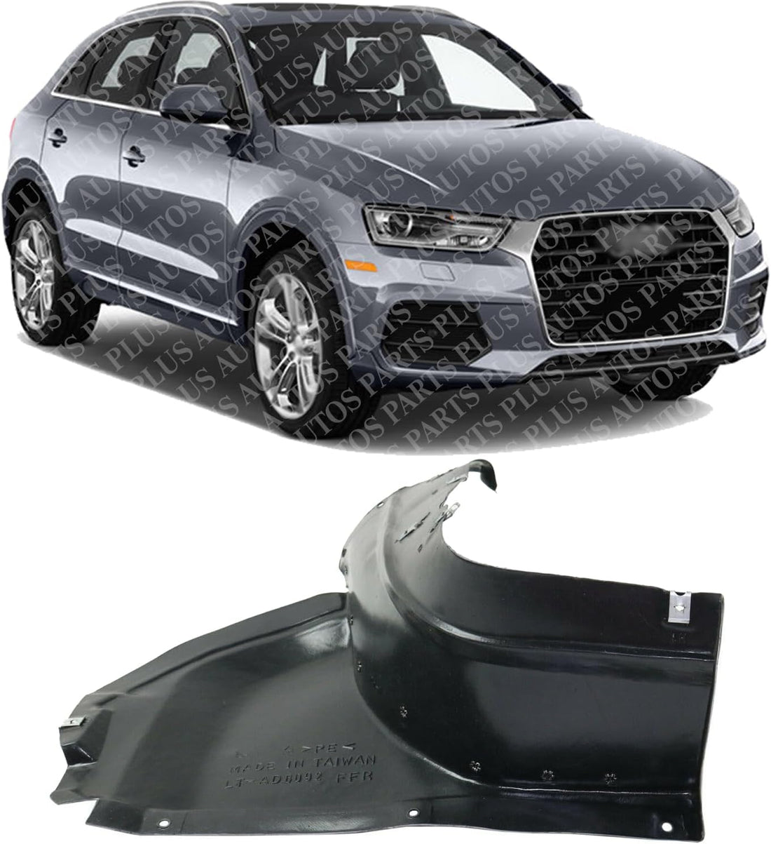 Front Section Fender Liner Right Passenger Side Direct Replacement Compatible With 2015-2018 Audi Q3 / Quattro AU1249139 8U0853888D
