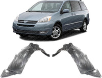Set Of 2 Front Fender Liner Plastic Left Driver & Right Passenger Side Direct Replacement Compatible With 2004-2005 Toyota Sienna TO1249130 TO1248130 53875AE010 53876AE010