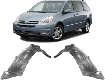 Set Of 2 Front Fender Liner Plastic Left Driver & Right Passenger Side Direct Replacement Compatible With 2004-2005 Toyota Sienna TO1249130 TO1248130 53875AE010 53876AE010