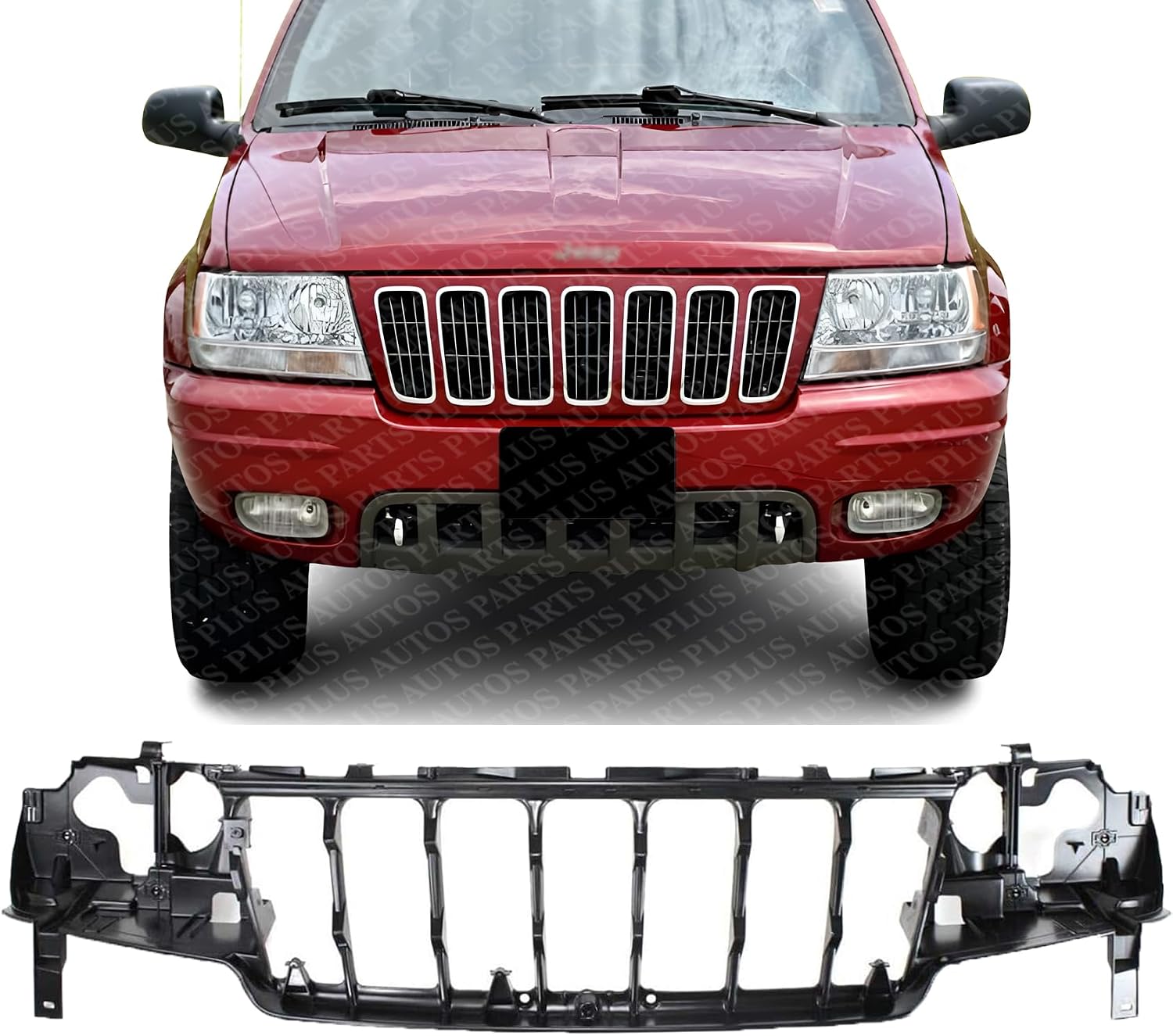 Front Header Panel Headlight Mounting Panel Plastic Direct Replacement Compatible With 1999-2003 Jeep Grand Cherokee CH1220116 55155498AB