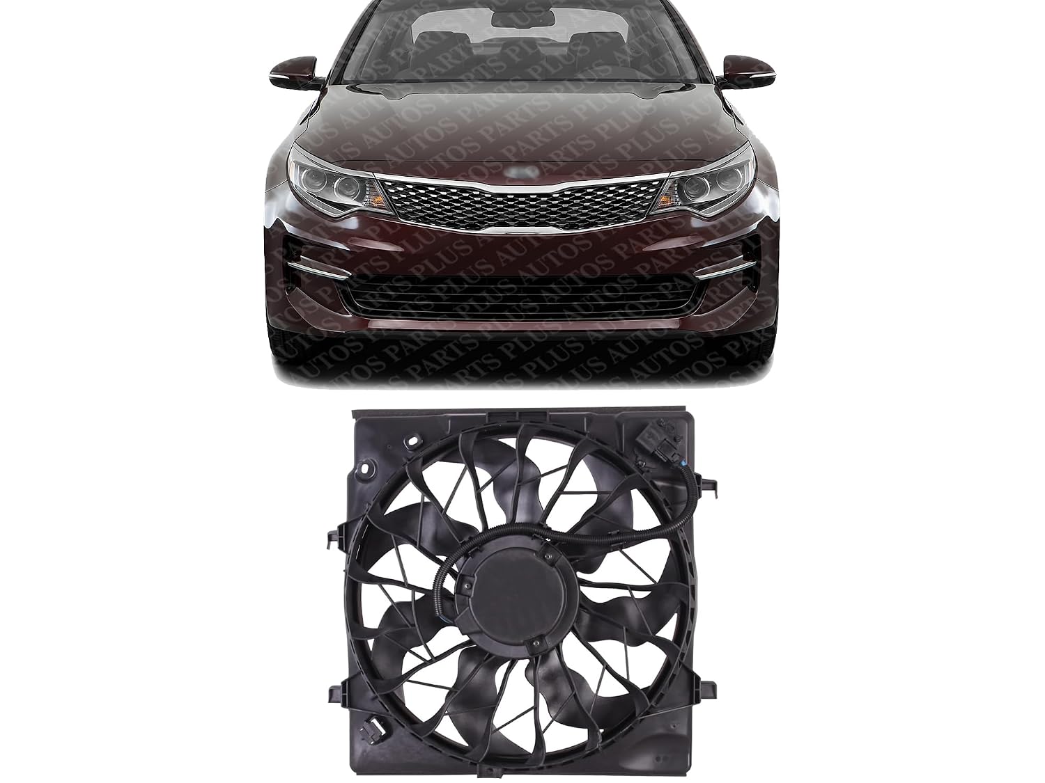 Front Radiator Cooling Fan Assembly Plastic Direct Replacement Compatible with 2016-2020 Kia Optima KI3115147 25380D5280