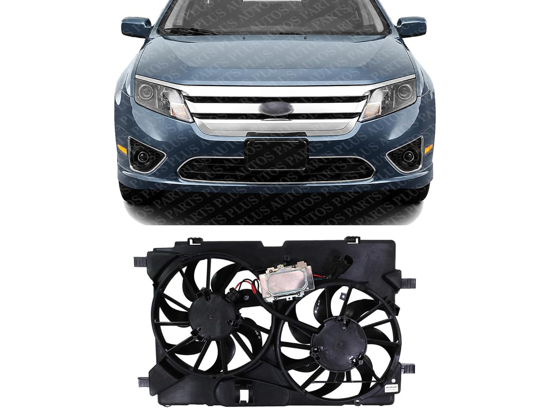 Front Radiator Dual Cooling Fan Assembly Plastic Direct Replacement Compatible with 2010-2012 Ford Fusion/Lincoln MKZ FO3115181 9E5Z8C607C