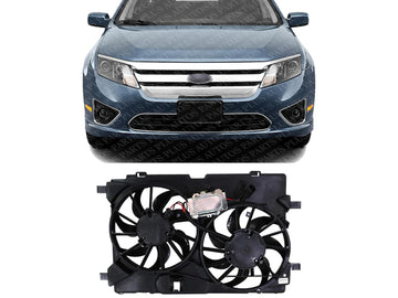 Front Radiator Dual Cooling Fan Assembly Plastic Direct Replacement Compatible with 2010-2012 Ford Fusion/Lincoln MKZ FO3115181 9E5Z8C607C