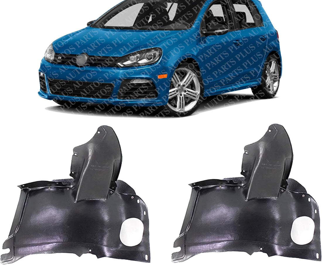 Set Of 2 Front Section Fender Liner Left Driver & Right Passenger Side Direct Replacement Compatible With 2010-2014 Volkswagen GTI/Golf VW1249118 VW1248118 5K0805912E