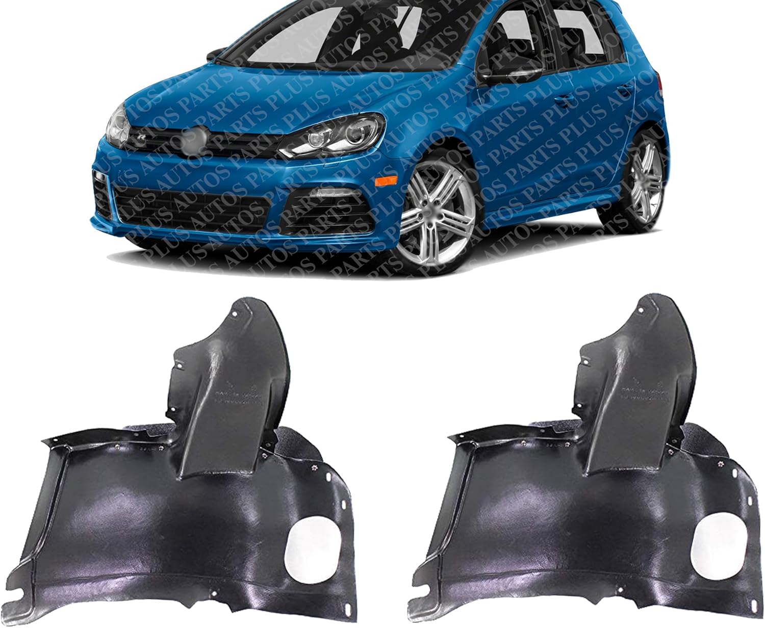 Set Of 2 Front Section Fender Liner Left Driver & Right Passenger Side Direct Replacement Compatible With 2010-2014 Volkswagen GTI/Golf VW1249118 VW1248118 5K0805912E