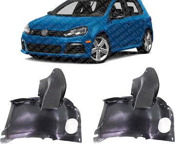 Set Of 2 Front Section Fender Liner Left Driver & Right Passenger Side Direct Replacement Compatible With 2010-2014 Volkswagen GTI/Golf VW1249118 VW1248118 5K0805912E