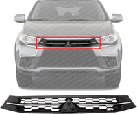 Front Grille Primed Plastic With Chrome Molding Direct Replacement Compatible With 2018-2019 Mitsubishi Outlander Sport/RVR MI1200274 6402A504