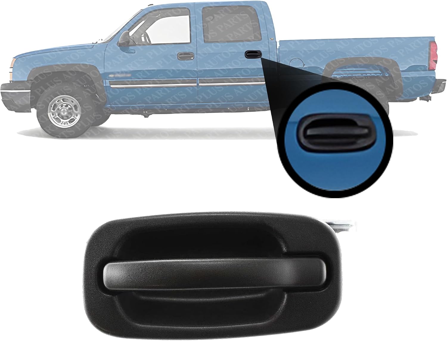 Rear Exterior Door Handle Textured Without Keyhole Left Driver Side Direct Replacement Compatible with 1999-2006 Chevrolet Silverado/GMC Sierra GM1520105 15721571 19356470