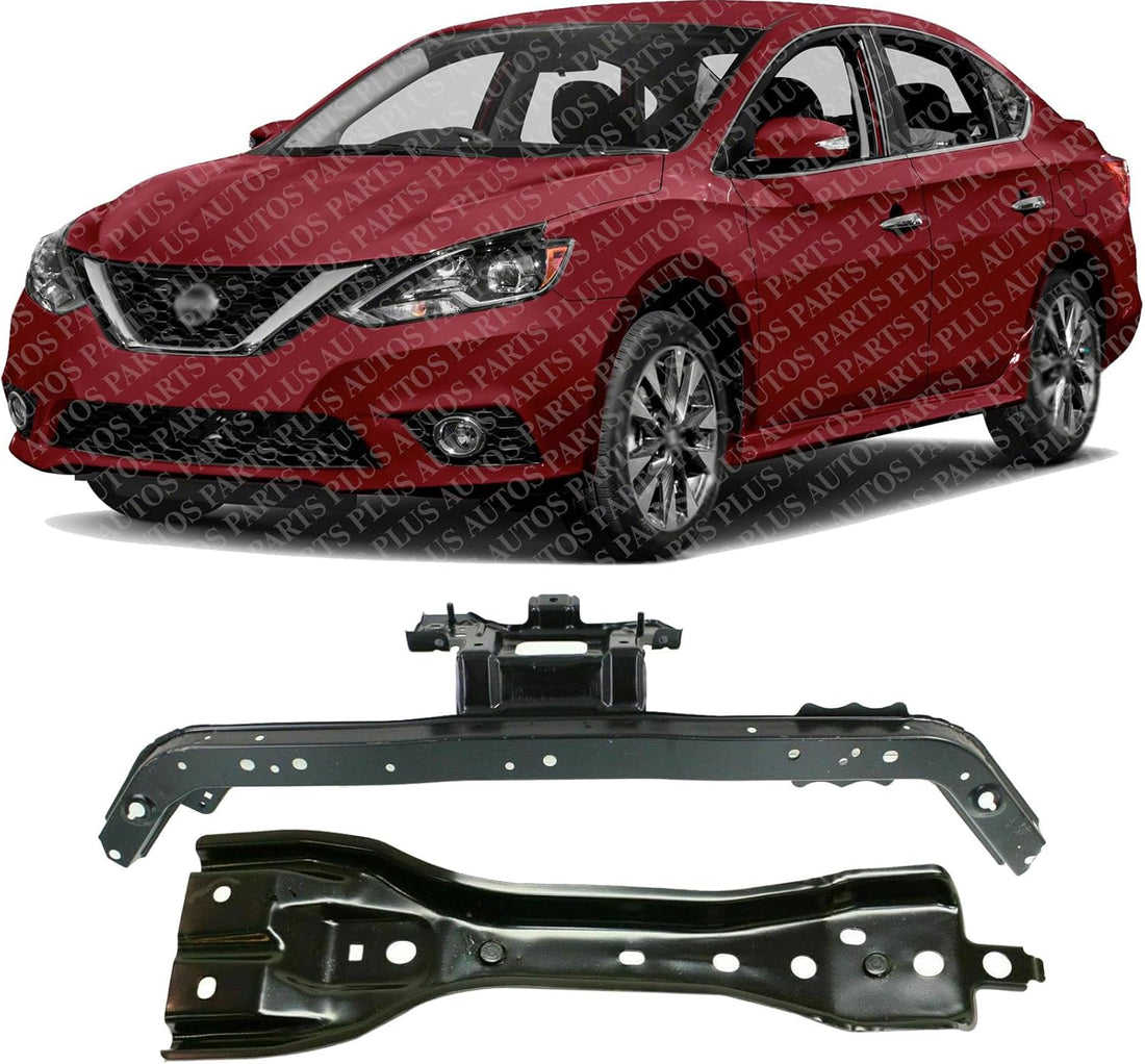AUTOS PARTS PLUS Front Radiator Support Upper Tie Bar + Center Hood Lock Stay Direct Replacement Compatible With 2013-2019 Nissan Sentra NI1225209 NI1234126 F25113SHMA F25503SHMH