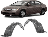 Set Of 2 Front Fender Liner Right Passenger & Left Driver Side Direct Replacement Compatible With 2006-2011 Honda Civic HO1251107 HO1250107 74101SNAA10 74151SNAA10