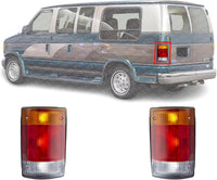 Set Of 2 Tail Light Lens And Housing Right Passenger & Left Driver Side Direct Replacement Compatible With 1992-1994 Econoline Van FO2801115 FO2800115 F2UZ13404A F2UZ13405A