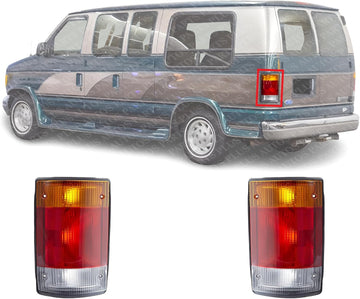 Set Of 2 Tail Light Lens And Housing Right Passenger & Left Driver Side Direct Replacement Compatible With 1992-1994 Econoline Van FO2801115 FO2800115 F2UZ13404A F2UZ13405A