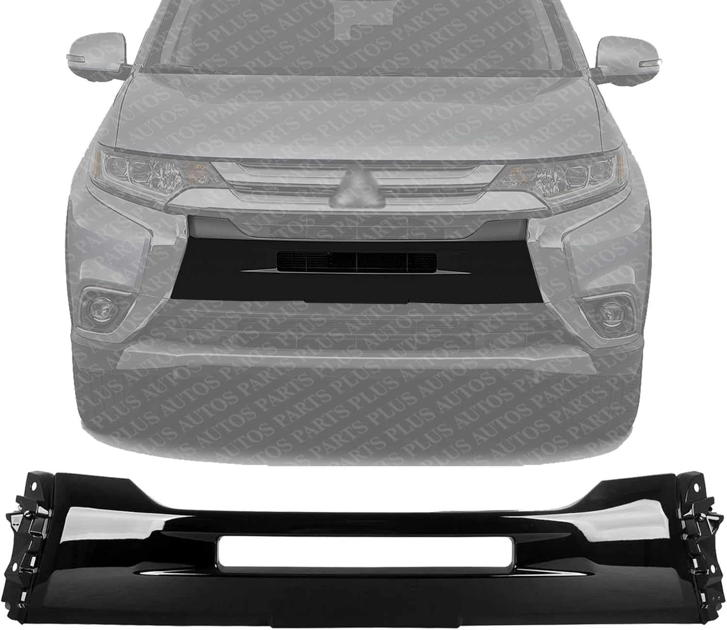 Front Bumper Grille Primed Plastic Direct Replacement Compatible With 2016-2018 Mitsubishi Outlander MI1036110 6400J047