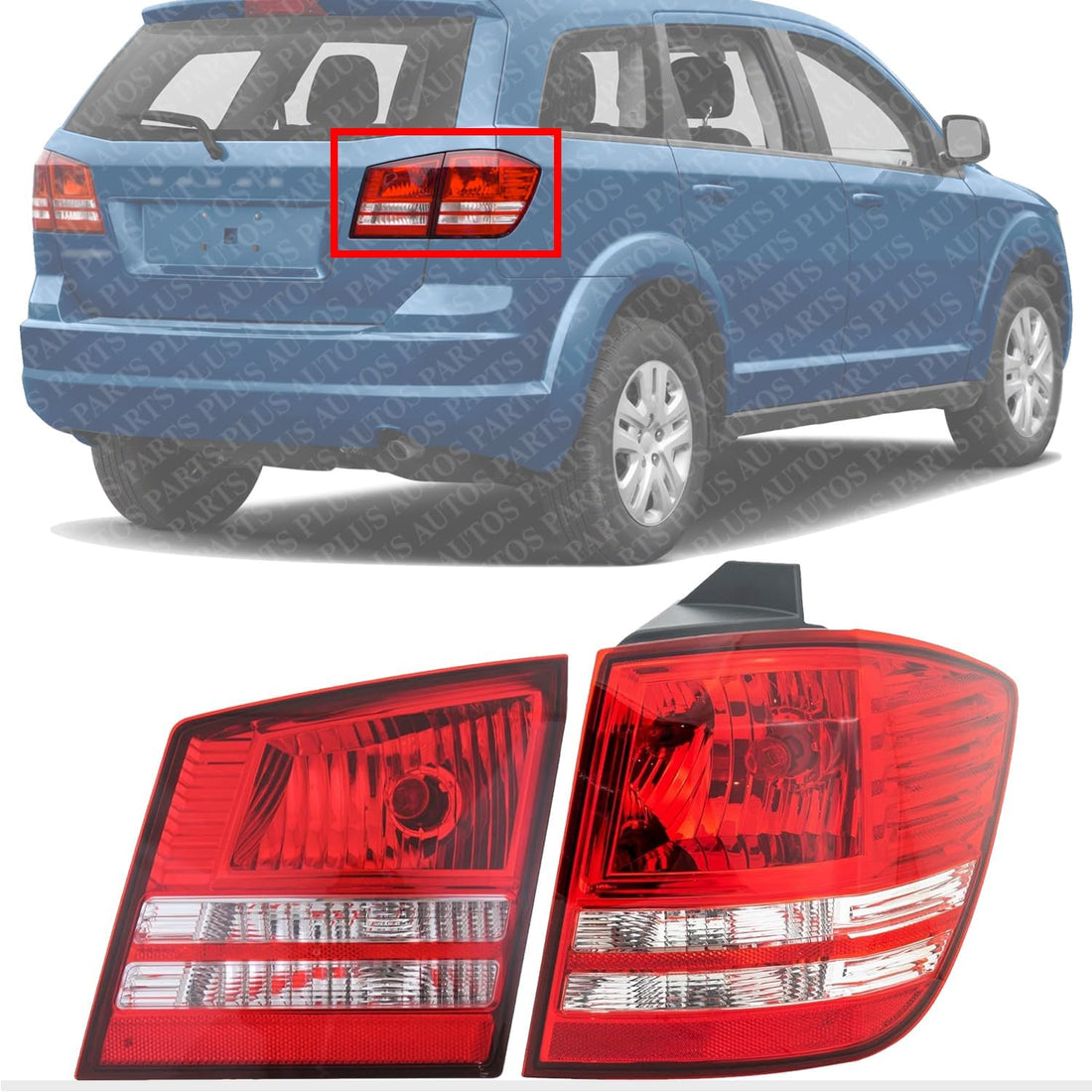 AUTOS PARTS PLUS Tail Light Inner & Outer Assembly Right Passenger Side Direct Replacement Compatible With 2010-2018 Dodge Journey CH2805102 CH2803100 4806368AF 5116290AH