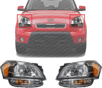 Set Of 2 Front Head Light Assembly Plastic Left Driver & Right Passenger Side Direct Replacement Compatible With 2010-2011 Kia Soul KI2503139 KI2502139 921022K030 921012K030