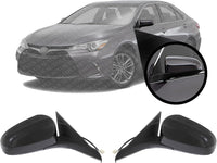 Set Of 2 Front Power Mirror Manual Folding Heated Primed Plastic Right Passenger & Left Driver Side Direct Replacement Compatible With 2016-2017 Toyota Camry TO1320363 TO1321363