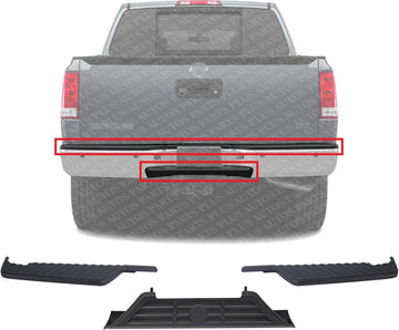 Rear Bumper Step Pad Center + Right Passenger & Left Driver Side Textured Plastic Direct Replacement Compatible With 2004-2015 Nissan Titan NI1196100 NI1197100 NI1191100 850637S200