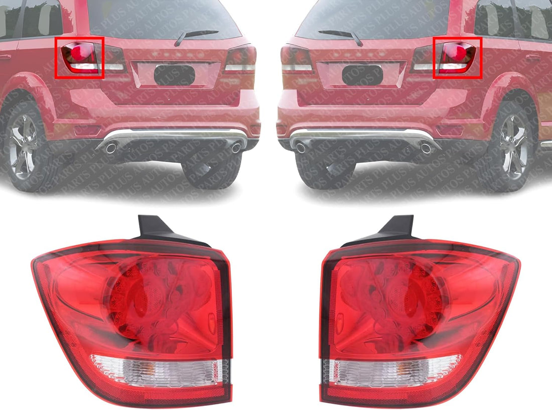 Set Of 2 Tail Light Outer Assembly Chrome Interior Left Driver & Right Passenger Side Direct Replacement Compatible With 2009-2020 Dodge Journey CH2805105 CH2804105 68078464AD