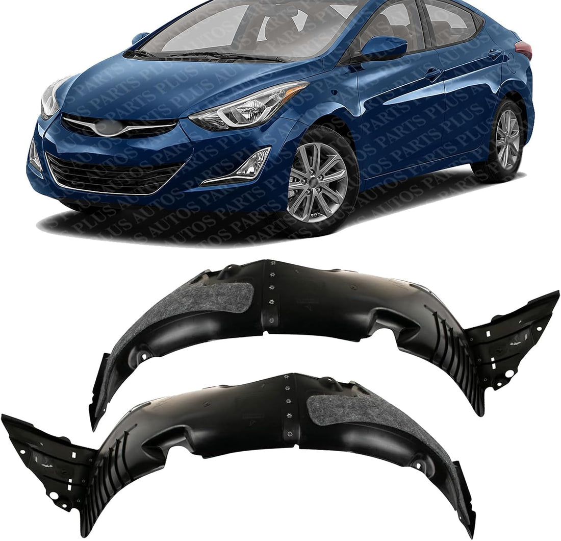 Set Of 2 Front Fender Liner Right Passenger & Left Driver Side Direct Replacement Compatible With 2014-2016 Hyundai Elantra HY1249133 HY1248133 868123X700 868113X700