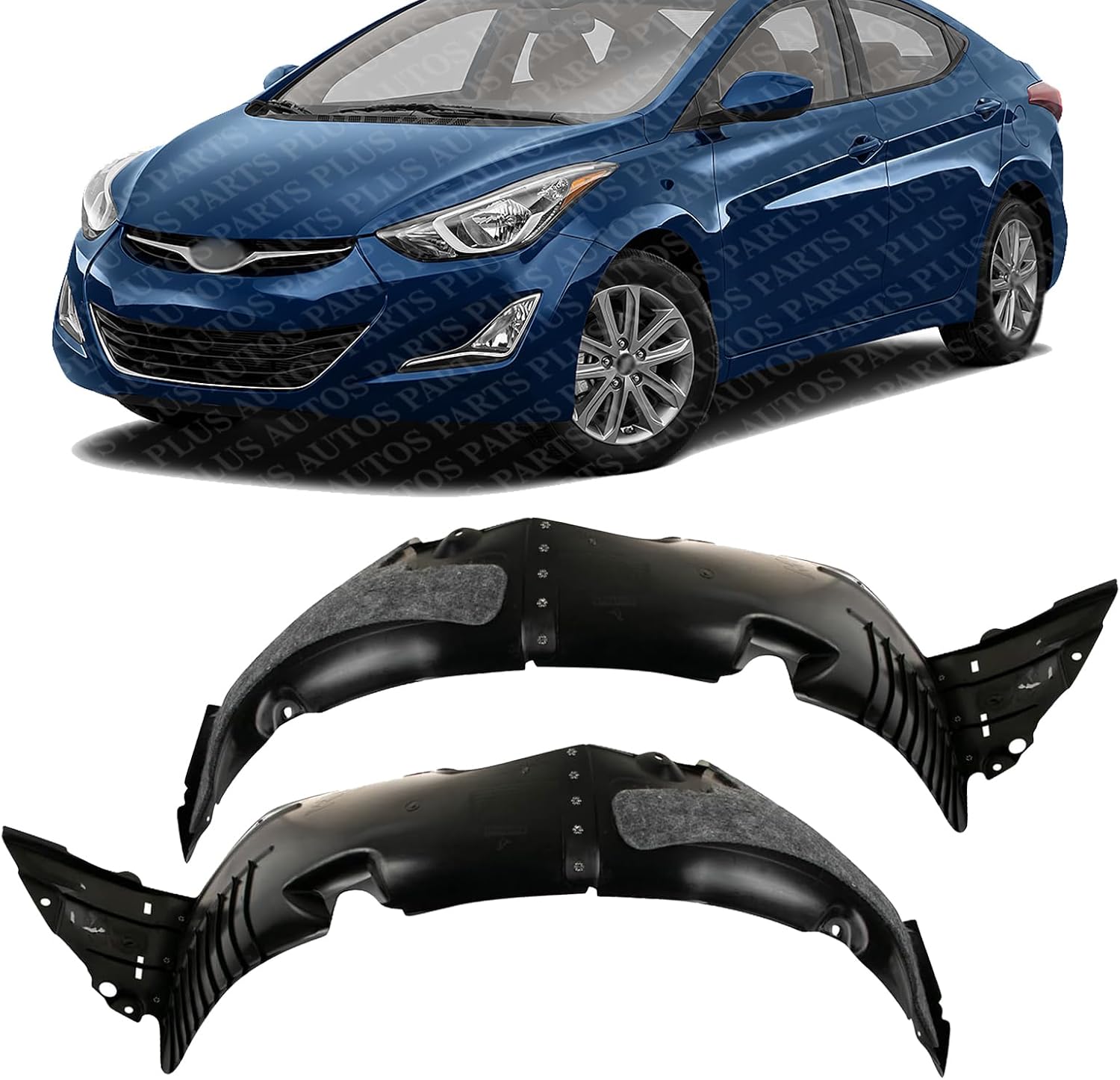 Set Of 2 Front Fender Liner Right Passenger & Left Driver Side Direct Replacement Compatible With 2014-2016 Hyundai Elantra HY1249133 HY1248133 868123X700 868113X700