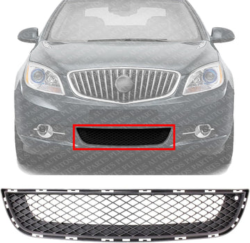 Front Bumper Grille Textured Gray Without Fog Light Holes Direct Replacement Compatible With 2012-2017 Buick Verano GM1036173 22824481