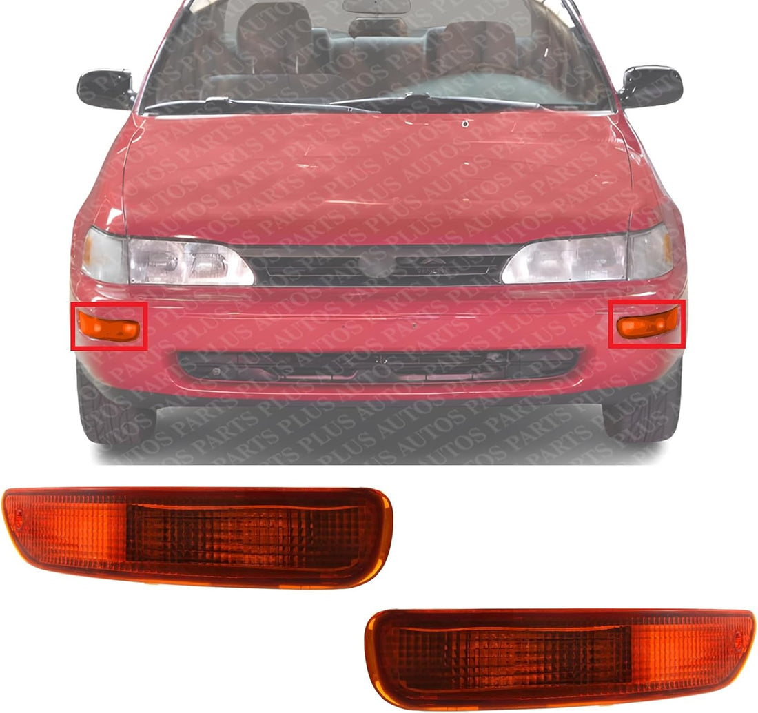 Set Of 2 Front Turn Signal Light Assembly Plastic Left Driver & Right Passenger Side Direct Replacement Compatible With 1993-1997 Toyota Corolla TO2531103 TO2530103